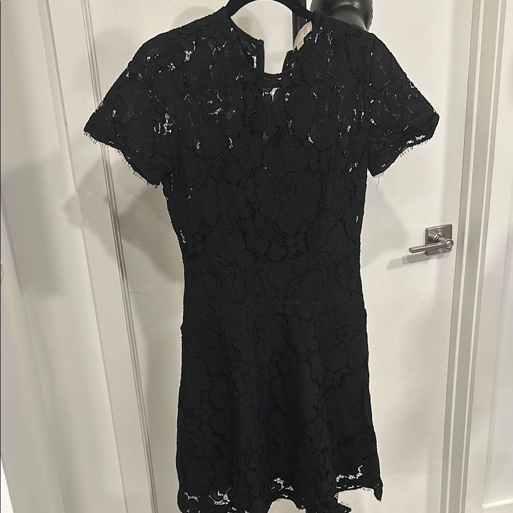 MICHAEL Michael Kors Black Sheath Mini Dress with Flutter Sleeves for Cocktail
